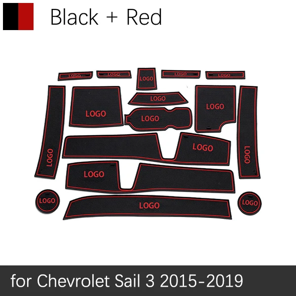 Anti-Slip Rubber Gate Slot Cup Mat For Chevrolet Sail Door Groove Mat New Nueva Sail 3 Car Stickers - Название цвета: Red