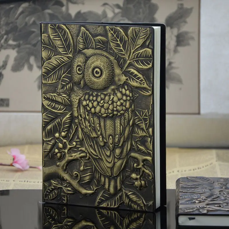 3D резьба Сова дневник с тисненой обложкой Журнал Блокнот Дневник путешественника планировщик блокнот для набросков для школы офисные принадлежности