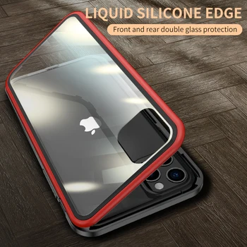 

Magnetic Case For iPhone 11 Pro Max Liquid Silicone Bumper Tempered Glass Case For iPhone 11 Pro Glass Screen Protector Cover