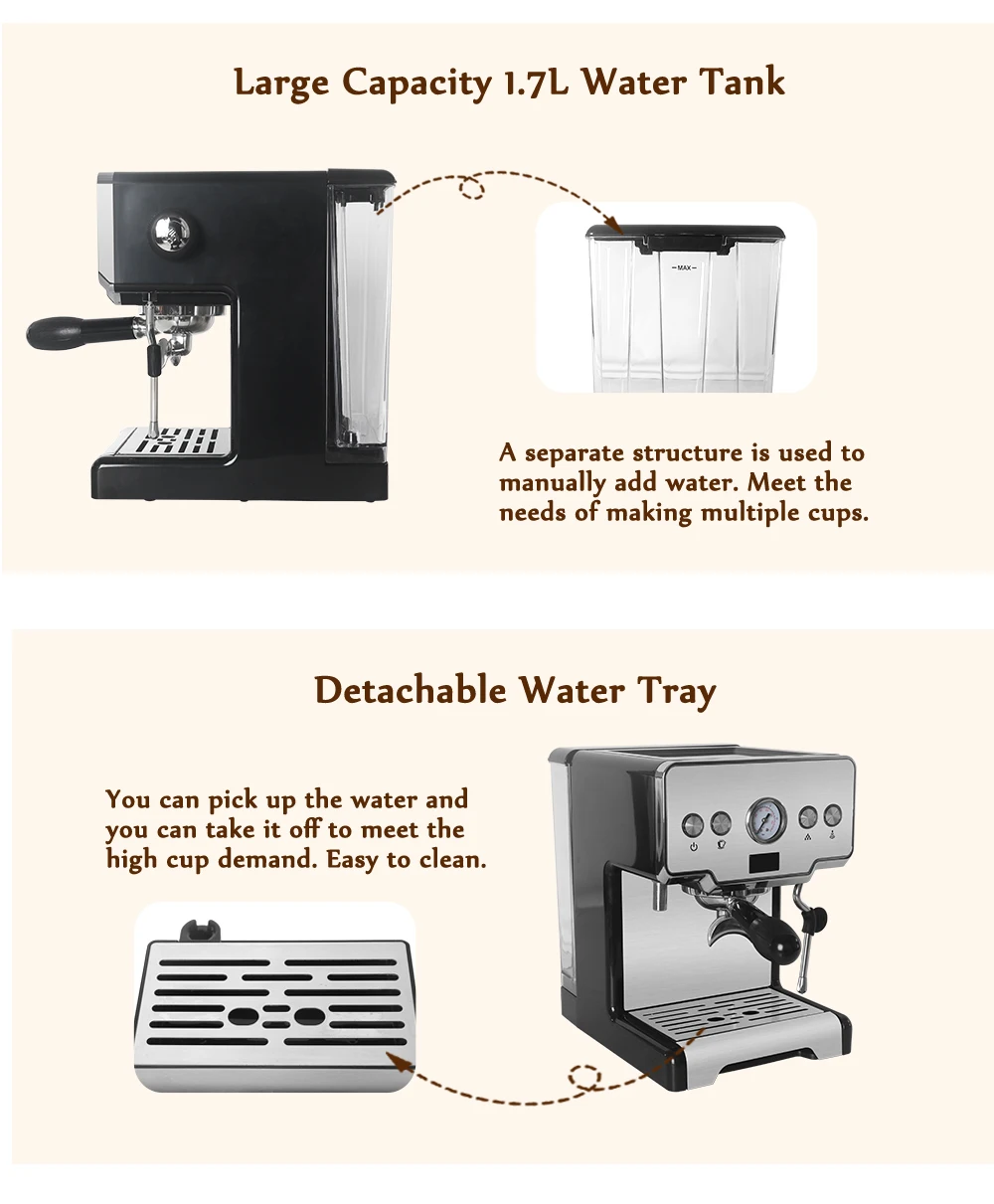  Cafetera semiautomática Máquina de café italiana manual de  espuma de leche tipo vapor pequeña bomba de acero inoxidable Cafetera  creativa para cafetera doméstica : Hogar y Cocina