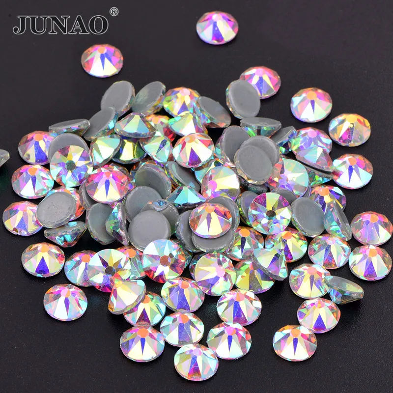 

JUNAO SS16 SS20 SS30 Top Quality 16 cut Facets Crystal AB Glass Hot Fix Rhinestones Hotfix Iron On Strass Garment Crystal Stone