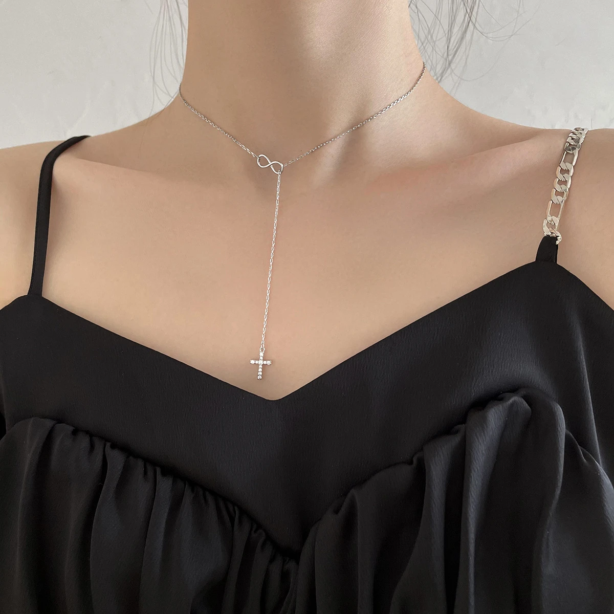 Collar de plata de ley 925 forma de cruz para mujer, joyería de diseño exquisito, nicho, cadena de clavícula masculina de coreana de Japón| Collares| - AliExpress