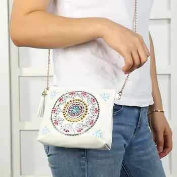 

Creative Mandala Leather Storage Bag Special Shaped Diamond Painting Women Zipper Chain Shoulder Wallet Makeup Bags DIY Craft