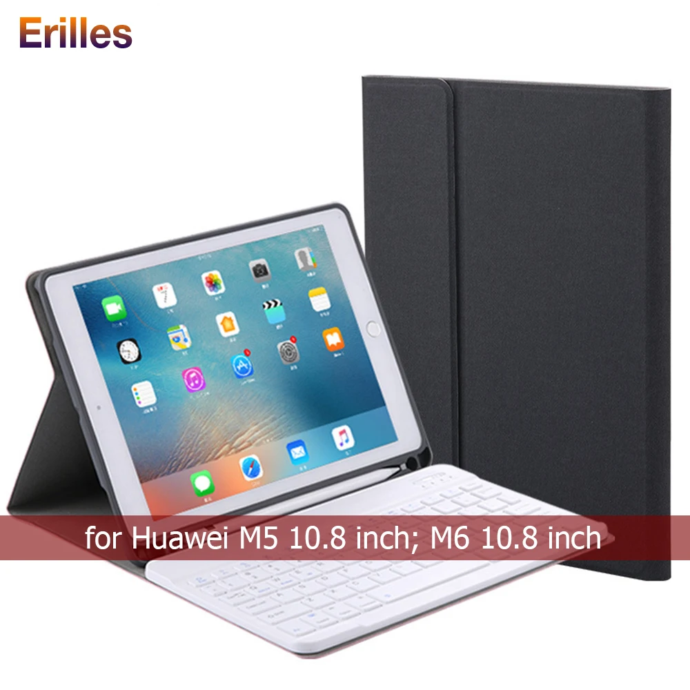 

Bluetooth Keyboard Case for Huawei M5 10.8 inch PU Leather Stand Cover Case with Pencil Holder for Huawei MediaPad M6 10.8 inch