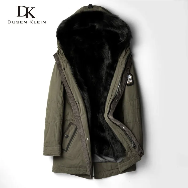 

Designer Brand Trench Coat Men Long Hooded Wolf Fur Liner Jackets Luxury Warm Thick Outerwear Winter New Black NW1125