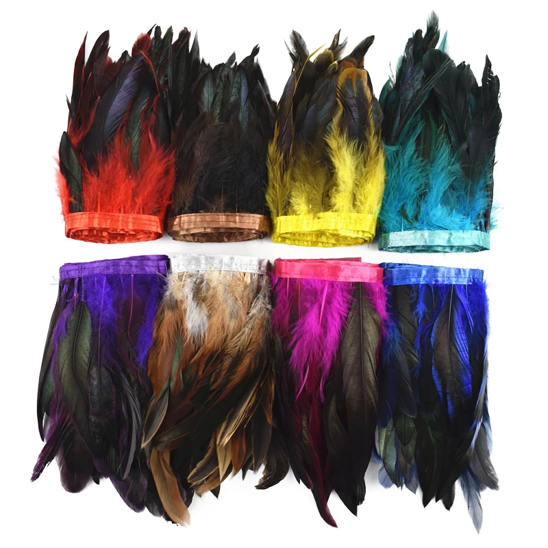 1Meter Rooster Feathers Fringe Trim on Tape Chicken Pheasant Feather