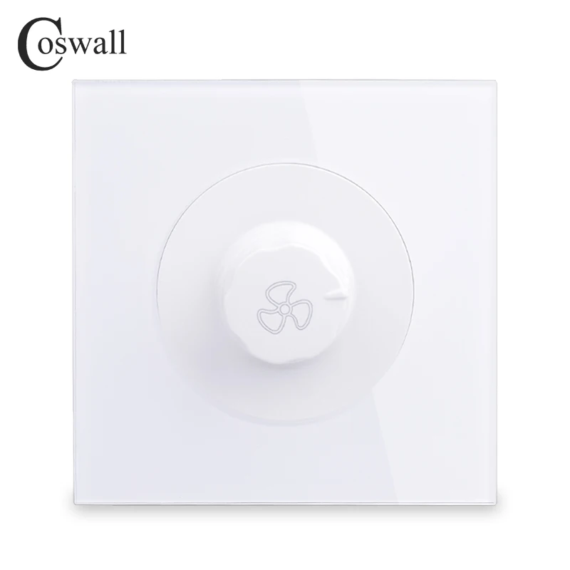 White COSWALL регулятор вентилятора Роскошный Кристалл стекло панель ВКЛ/ВЫКЛ настенный выключатель 16A 0~ 450 Вт AC 220 В R11 серия - Цвет: White