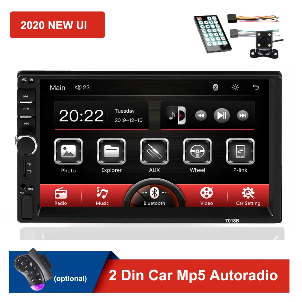 Etase Double 2 Din 7018B Autoradio Car Mp5 Radio Player 7 InchPress Screen Multimedia Car Radio with Mirror USB Fm Car Radio