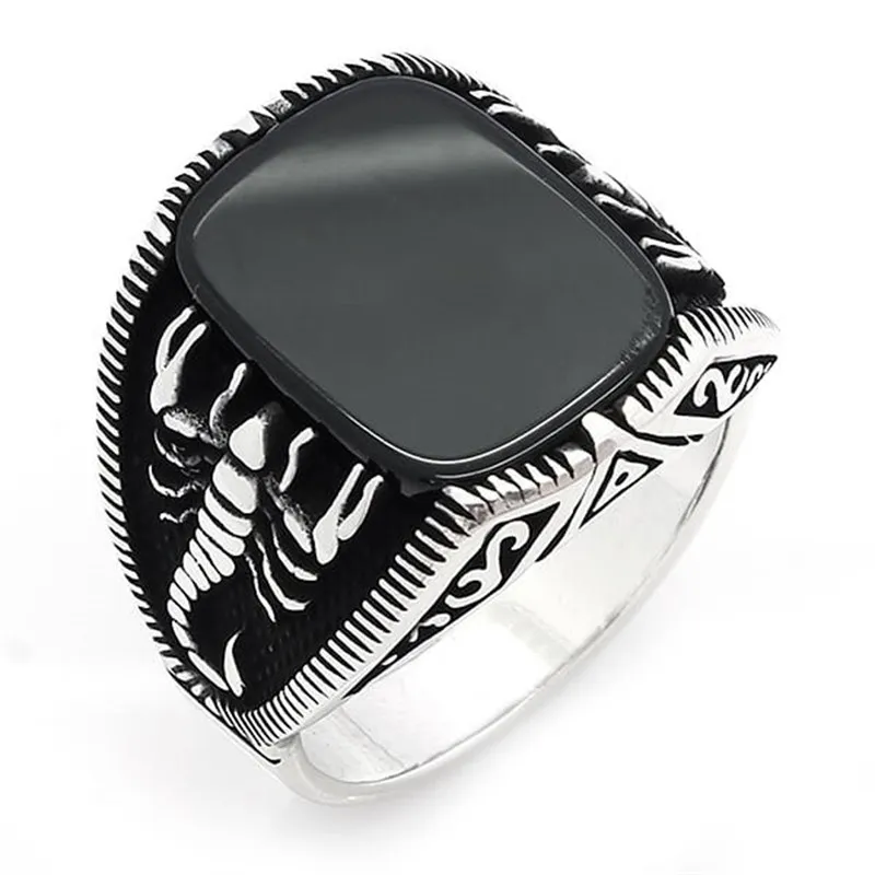 Mina серебряное 925 пробы Серебряное мужское кольцо Скорпион фигурный Камень