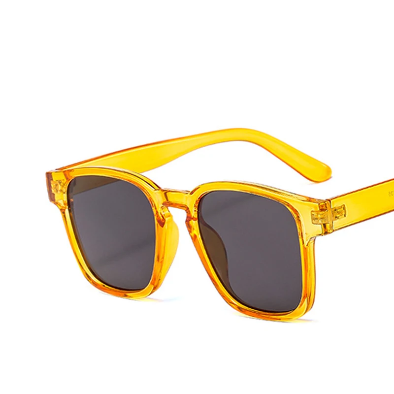 Трендовые солнцезащитные очки с квадратной оправой, мужские, женские, желтые, коричневые линзы, зеркальные, винтажные, оранжевые, синие, оттенки, очки с защитой от уф400 лучей