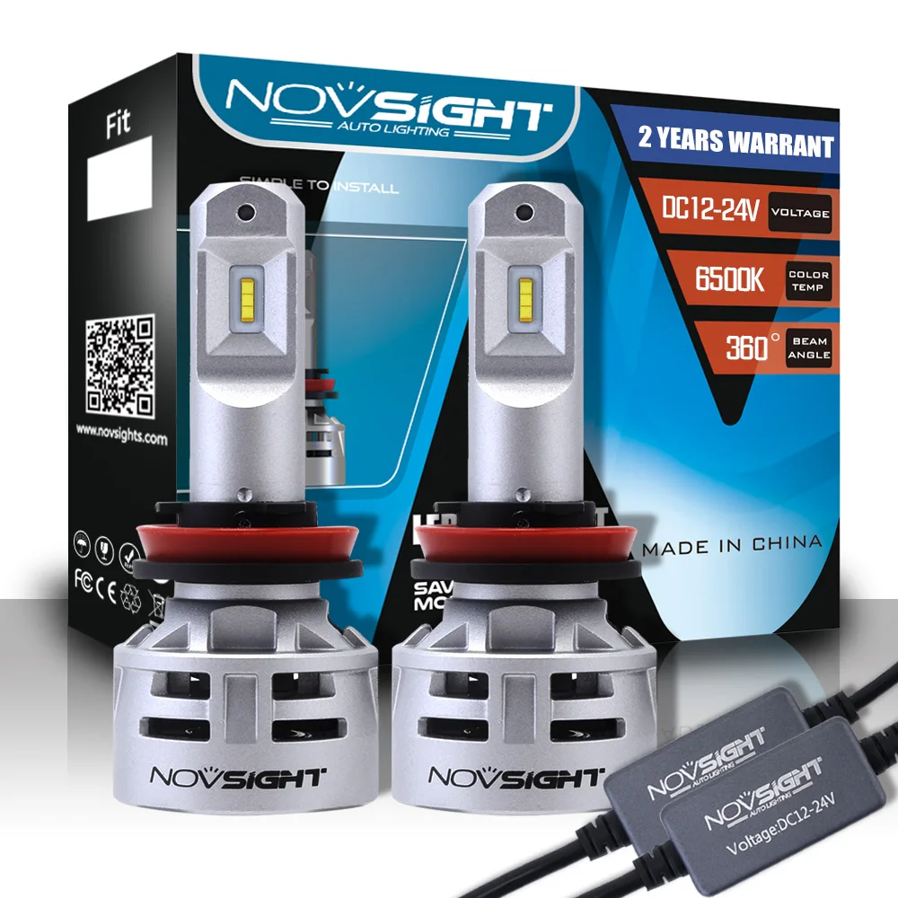 1 пара NOVSIGHT H4 H11 H7 9005 Автомобильные светодиодные фары H16JP 60 Вт 10000LM для вождения