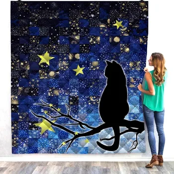 

Anime Starry Sky Pet Cat Printed Home Sofa Cover Quilt Queen King For Bed Soft Travel Hotel Warm Blanket Cotton Quilt