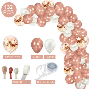 

132Pcs Rose Gold Balloon Chain Set Sequin Combination Arched Balloon Door Holiday Party Decoration Wedding Birthday Anniversary