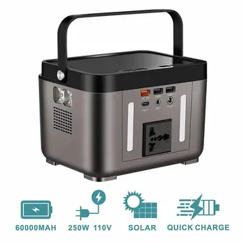 

Portable Power Station Rechargeable Solar Generator Lithium Battery Backup Power Supply for Camping CPAP Travel AC Power Bank