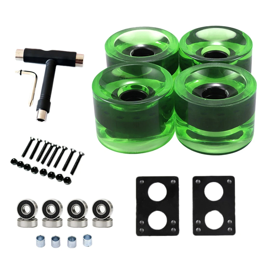 Skateboard Wheels Set with Bearings 82A Longboard Wheels PU Wheels Cruiser Wheels Street Upgrade