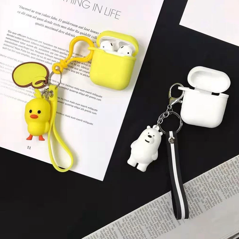 Забавный силиконовый чехол наушники для Apple Airpods I12 TWS Bluetooth наушники защитный кожаный чехол мультфильм панда коробка с брелком