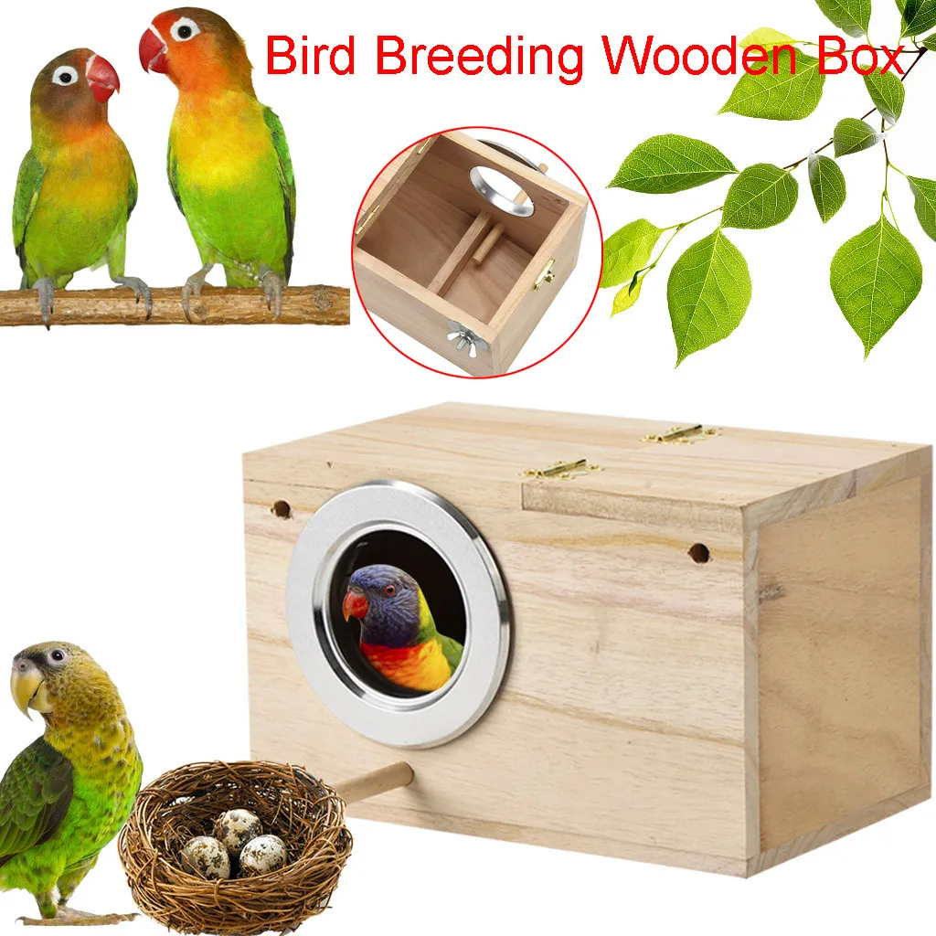 POPETPOP Caja de Nido de Pájaro Casa de Agapornis Periquito de Madera Periquito Cacatúa Cría Pájaro de Anidación Caja de Jaula de Pajarera 