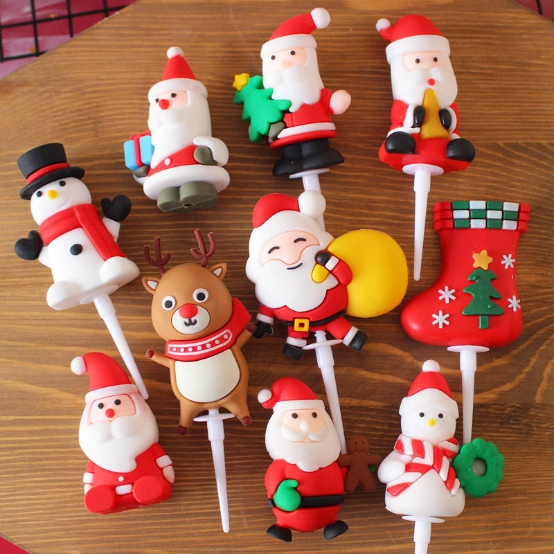 Merry Christmas Cake Toppers Santa Claus Doll Cake Decor Angel Doll Cupcake Topper 2021 Merry Christmas Decor for Home Noel