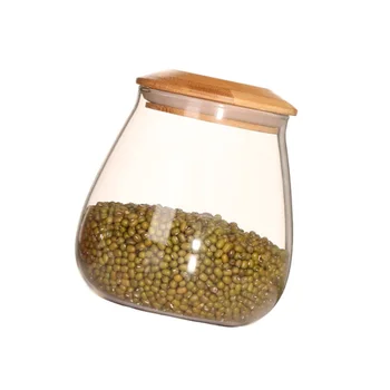 

Mushroom Shape Glass Jar Grain Canister Sealed Food Storage Container for Loose Tea Coffee Bean (400ml)