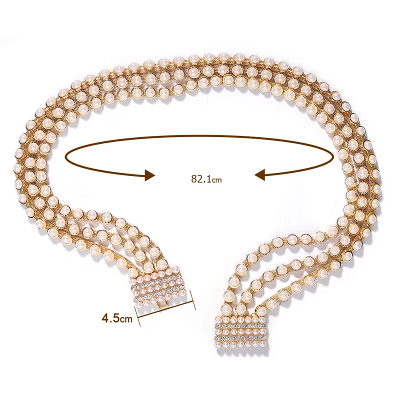 metal pearl belt Модная цепь на талию ремень из Золотого Металла ремни для женщин люксовый бренд высокое качество пояс со стразами ceinture femme Рождественский подарок - Цвет: metal pearl belt