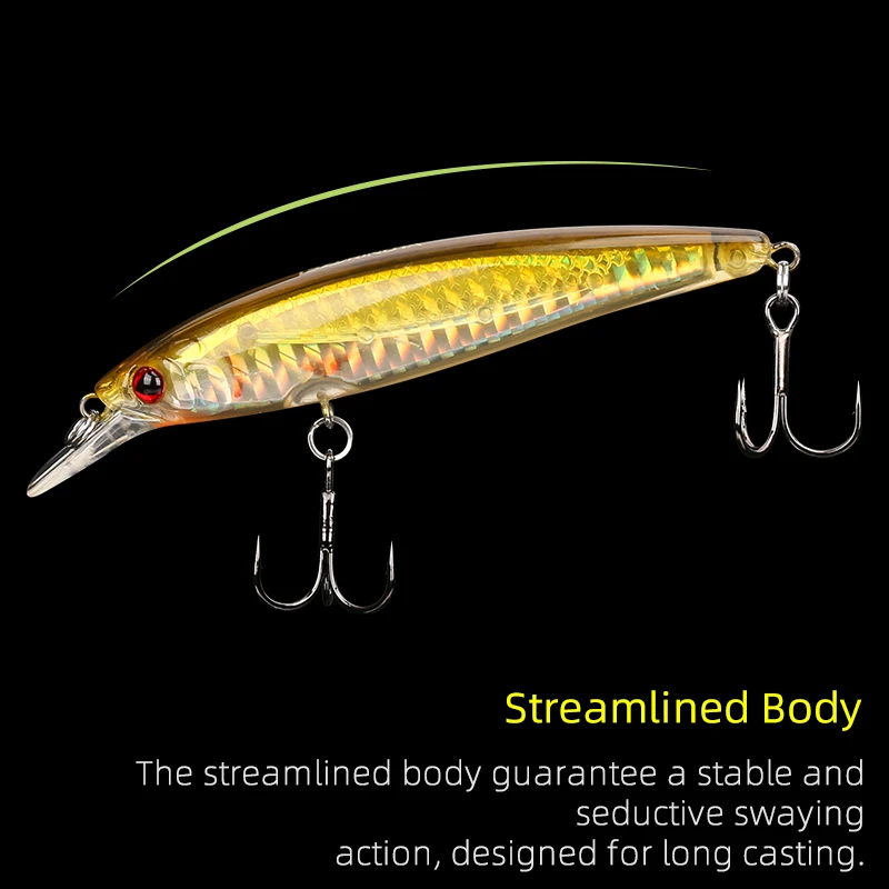 FREE SHIPPING!NEW TSURINOYA Floating Minnow DW11 95mm/9g Treble Hooks Hard Lure Diving Deep 1m Artificial Fishing Baits | Спорт и