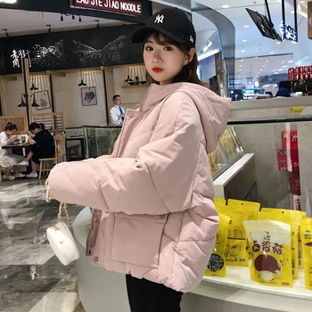

Autumn Winter Hooded Jacket Women Parkas 2019 Fashion New Short Loose Coat Female Parka Thicken Warm Casual Plus Size Overcoat