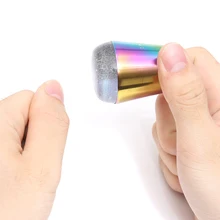 Colorido Alça Batedor Prego Brilho Holográfico Cabeça Batedor De Silicone Claro para a Arte Do Prego Placa de Estampagem(China)