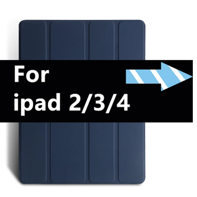 Чехол для ipad 5 Air с откидной подставкой для ipad 2/3/4, полностью умный чехол из искусственной кожи для ipad mini 4, чехол для ipad Air, настольный чехол+ ручка - Цвет: 234 dark blue