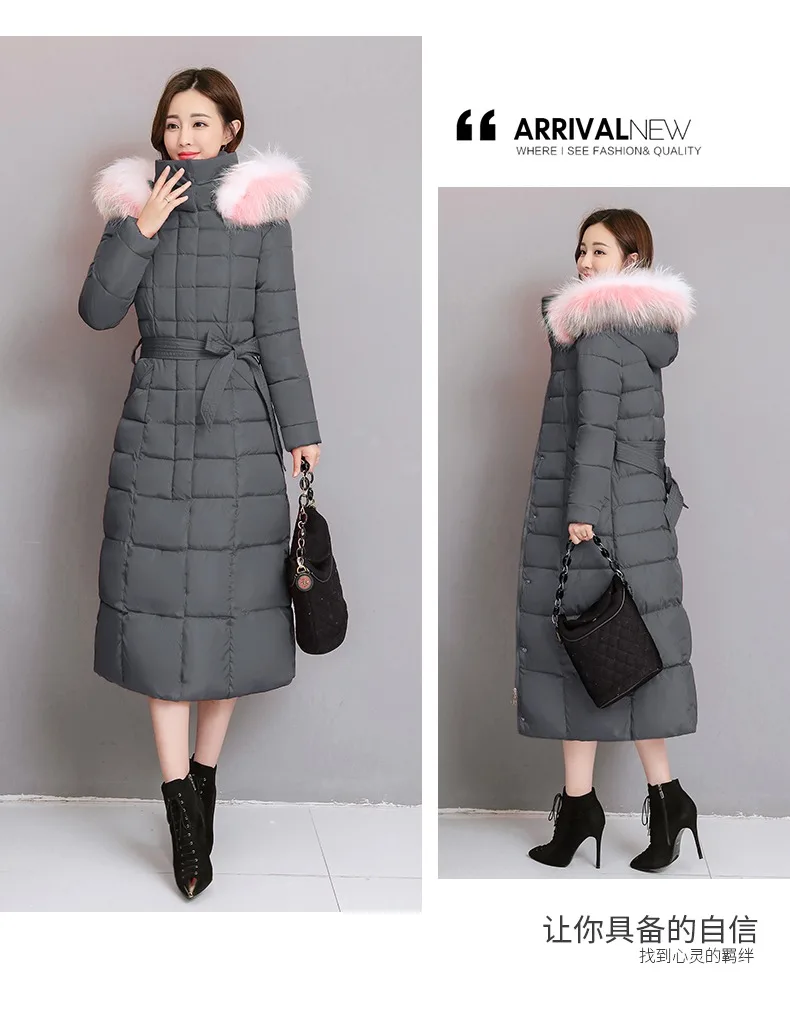 Dongdaemun зимняя хлопковая стеганая куртка женская стиль корейский стиль удлиненный до колена до лодыжки Exta-длинный пуховик хлопок-p