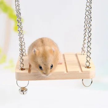 

1PC Hamster Toy Bell Swing Hammock Wooden Small Pet Parrot Platform Hanging Wooden Suspension Bridge Pet Products