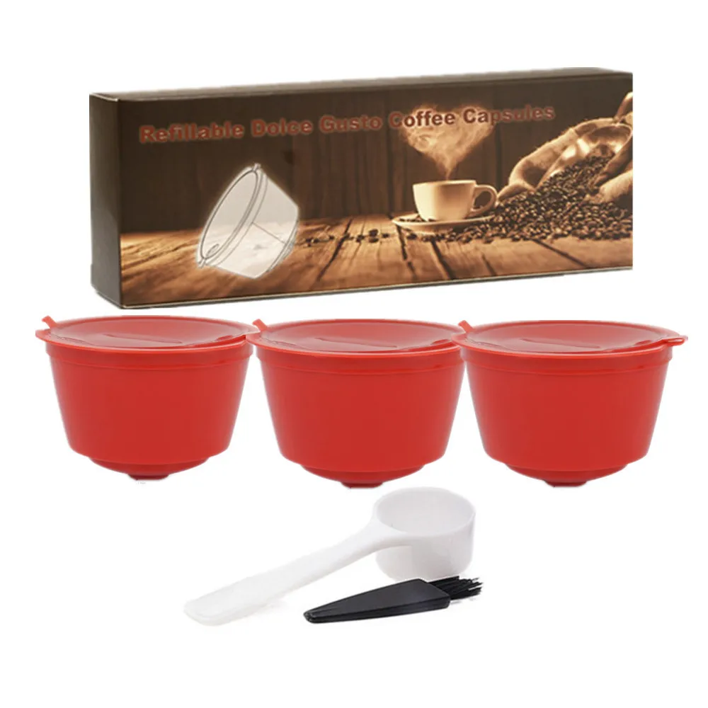 3 шт./лот многоразовая перезаправляемая кофейная капсула для Nescafe dolcee Gusto пищевой пластик Dolci Gusto фильтры для кофе мини машина - Цвет: 3pcs Red