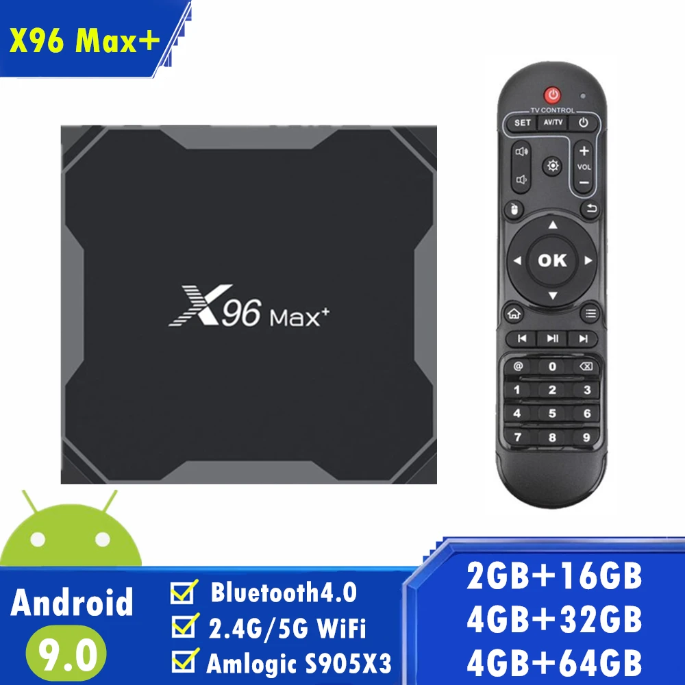 X96 MAX Plus Android 9.0 TV BOX Amlogic S905X3 Quad Core 8K smart tv box 2.4/5GWifi 4GB 64GB 32GB Media Player Youtube x96 tvbox