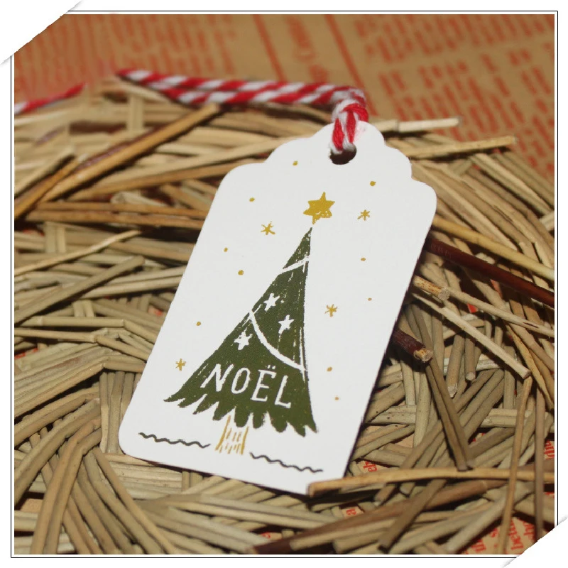 

SJ Pine 50pcs 4*7cm Merry Christmas Decorations for Home Message Blessing Greeting Cards Christmas Tree Hang Tags Ornaments