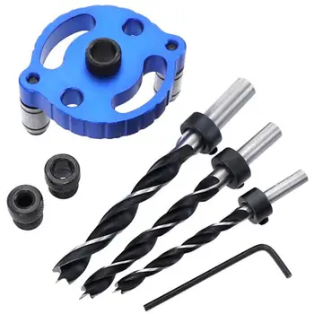 

Aluminum Alloy Drilling Locator Bits Durable Woodworking Vertical Pocket Hole Jig Wood Dowelling Centering Drill Guide Kit