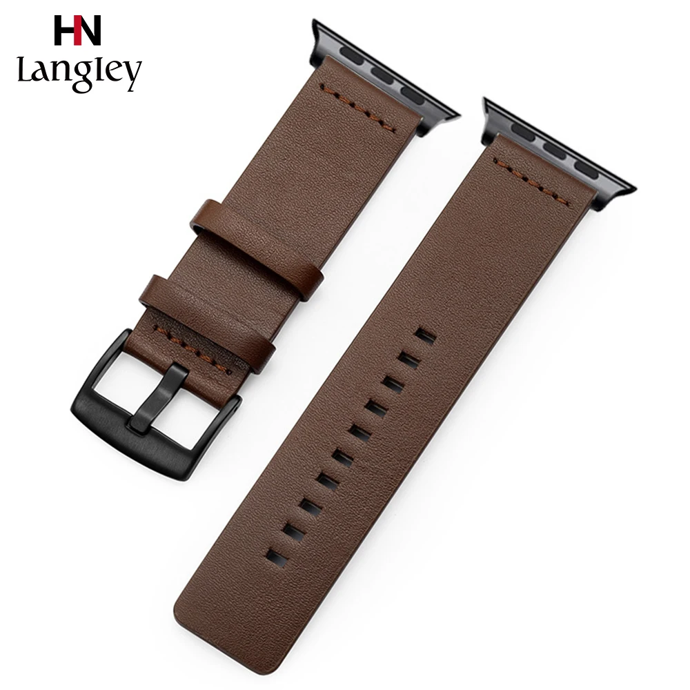 Ремешок из натуральной кожи для Apple Watch Band 44 мм 42 40 38 сменный Браслет Iwatch Series se 6 5 4