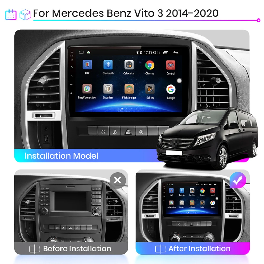 Для Mercedes Benz W447 Vito 3 2014 2020 двойной Din 10 1 &quotАвтомобильный мультимедийный плеер Android