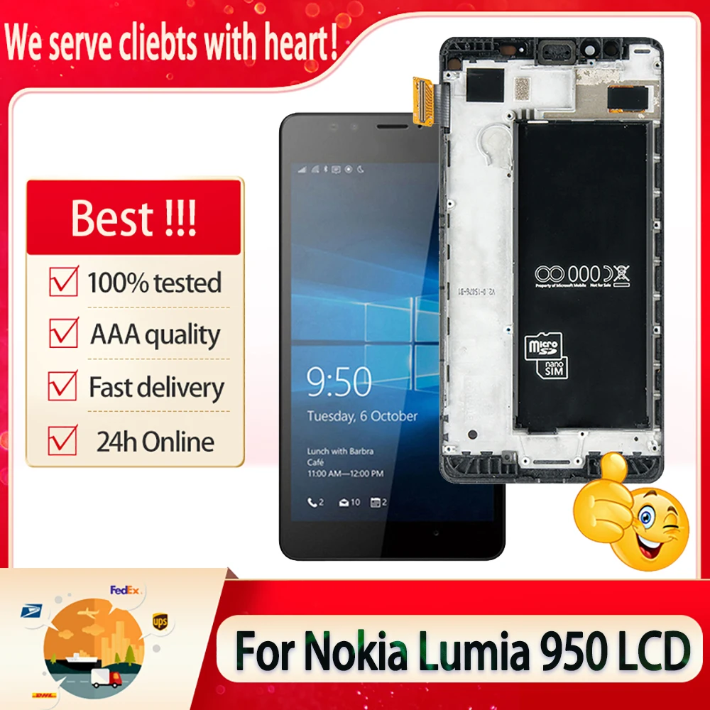 5 2 &quotоригинальная чехол с подставкой и отделениями для карт Nokia Lumia 950 ЖК-дисплей
