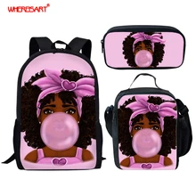 Best Offers WHEREISART Add Child Name On School Bags 3pcs/ Set Kids Backpack Afro Girls Cartoon Figure Drawing Children Primary Book Bag Best Offers WHEREISART Add Child Name On School Bags 3pcs/ Set Kids Backpack Afro Girls Cartoon Figure Drawing Children Primary Book Bag