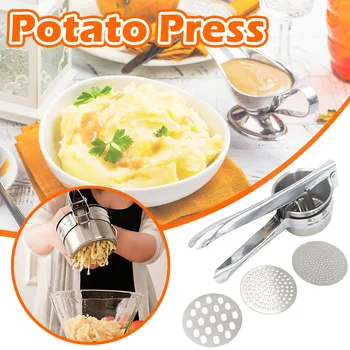 

Stainless Steel Potato Press Crusher Kitchen Cooking Manual Juicer Handheld Ginger Mincer Tools Kitchen Accessories 2021
