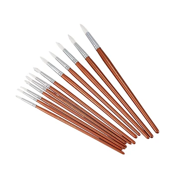 

12pcs Fine Wooden Paint Oil Painting Artists Brushes, Bead light red