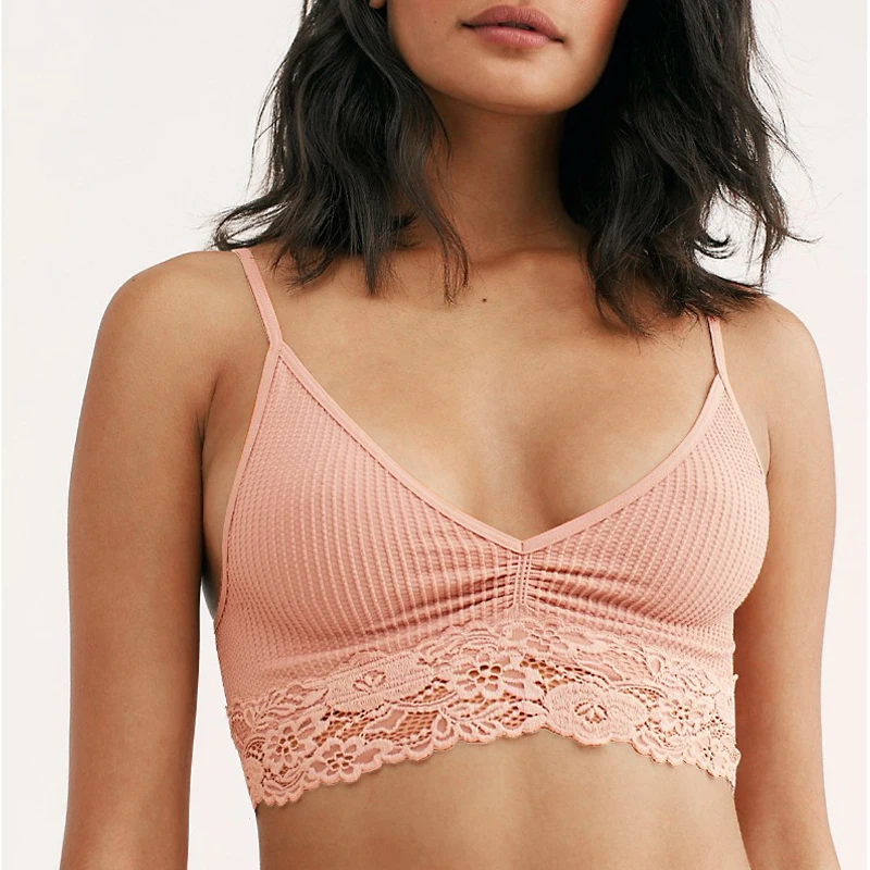 DERUILADY Fashion Seamless Bras For Women Lace Patchwork Backless Bra Sexy Lingerie Comfortable Adjustable Wireless Bralette - Цвет: image