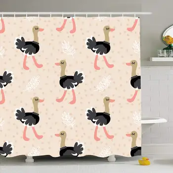 

Shower Curtain Set with Hooks 72x72 Kids Seamless Pattern Texture Cute Repeat Tile Ostrich Animals Wildlife Child Pink Wild Zoo