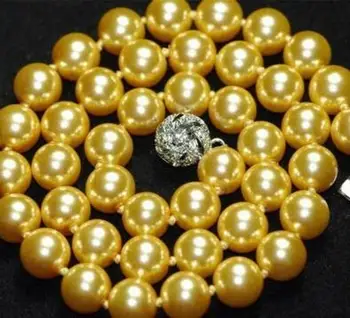 

Pretty! 10mm Genuine Pink South Sea Round Shell Pearl Necklace