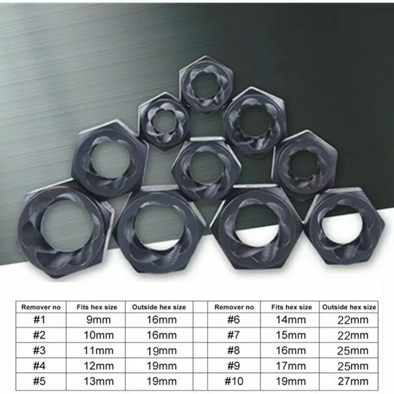 

10pcs Broken Screw Stripped Removal Tool Damaged Nut Bolt Low Remover Stud Extractor Set Hardware Repair Hand Tool