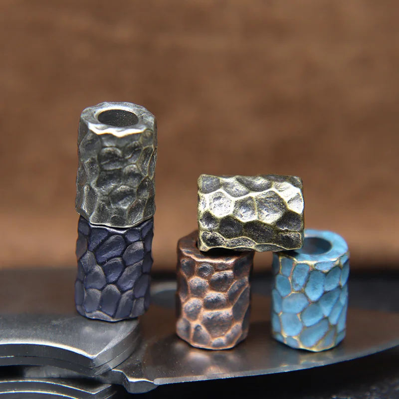 Brass Hammer Texture Pattern Cylinder EDC Knife Beads Paracord Lanyard Pendants DIY Outdoor Flashlight Umbrella Rope Accessories paracord rope braided paracord paracord bracelet paracord bracelet accessories paracord needle set paracord keychain paracord accessories outdoor knife lanyard outdoor accessories paracord lanyard pendants paracord jig