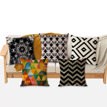 

NEW home decorative pillow fine linen pillowcase 45x45cm for couch chair seat cushions creative colored geometric printed LXC12