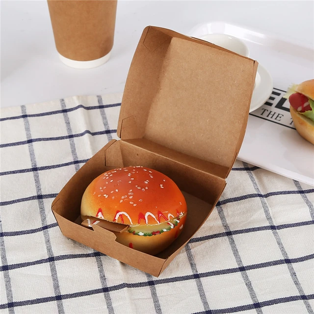 11x10x6cm Burger Lunch Box Kraft Paper Box Disposable Burger Food Box  Takeaway Package Western Food Cake Box 50/100sets - Gift Boxes & Bags -  AliExpress