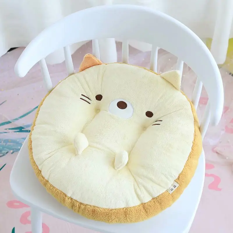 Yellow Cat Мультяшный медведь динозавр кролик корги Кот Пингвин маленький желтый курица круглая форма сиденье Подушка плюшевая подушка игрушки - Цвет: Yellow Cat