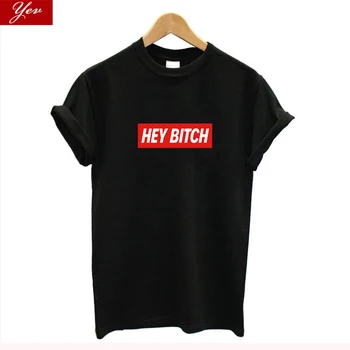

hey bitch letter funny t-shirt women Graphic oversized japanese tops women 2020 kawaii cool streetwear vintage woman t-shirts