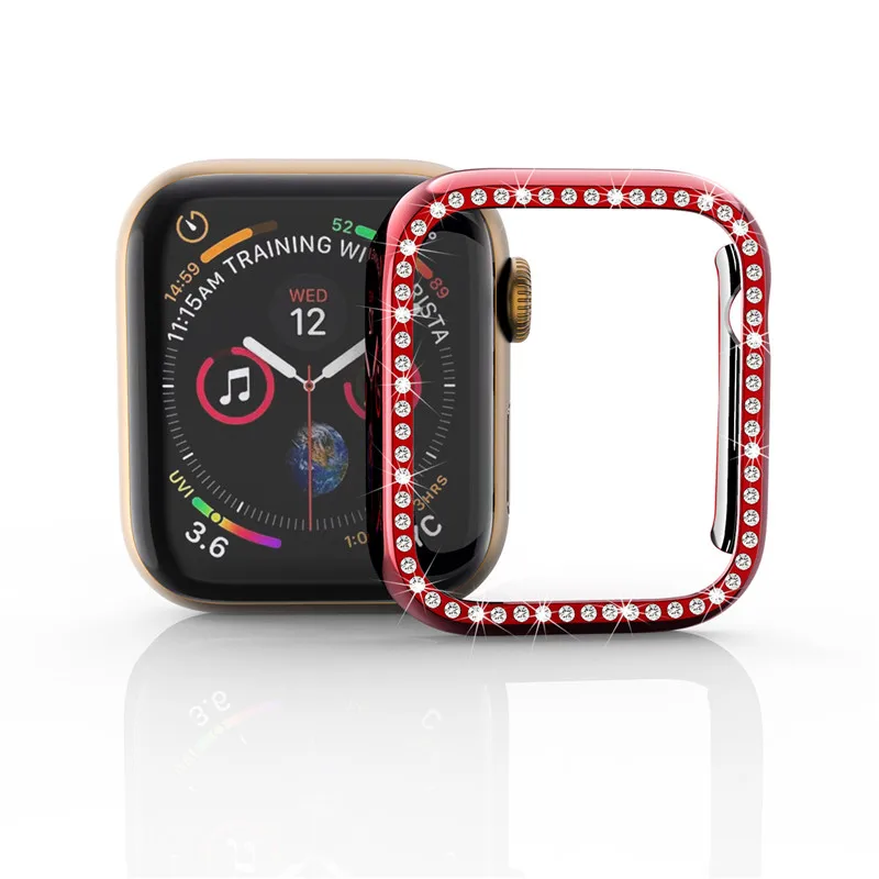 Чехол со стразами для Apple Watch Series 5 4 3 2 1 38 мм 42 мм чехол s для Iwatch 5 4 40 мм 44 мм аксессуары для часов Романтический защитный чехол - Цвет: red